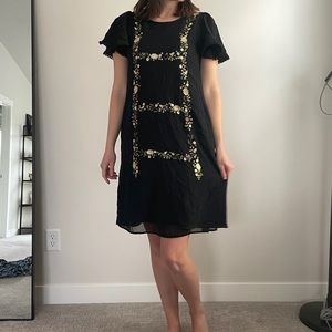 Black Flower Embroidered Dress